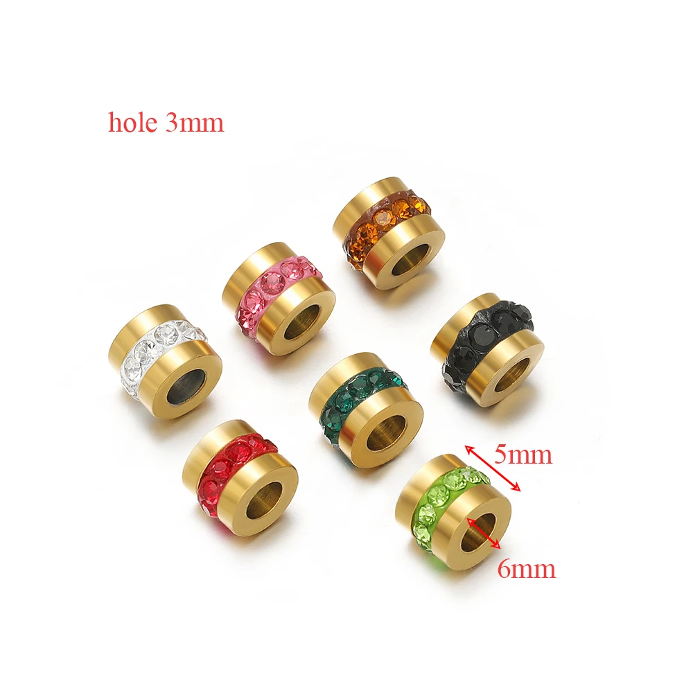 10Pcs/Lot Stainless Steel Rhinestone Beads Loose Spacer Beads for DIY Handmade Jewelry Making Bracelet Necklace Crafts Supplies - Image 2