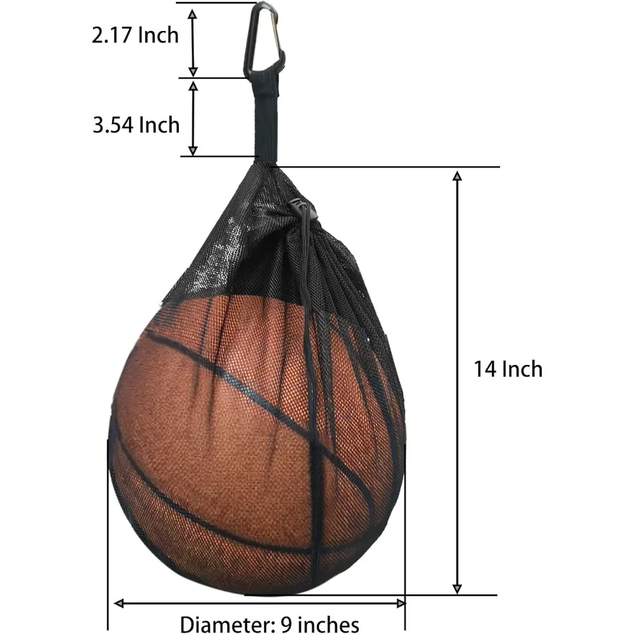 Bolsa de pelota individual, organizador de pelotas con cordón y bolsillo con cremallera para transportar pelotas de baloncesto, fútbol y pelotas de voleibol