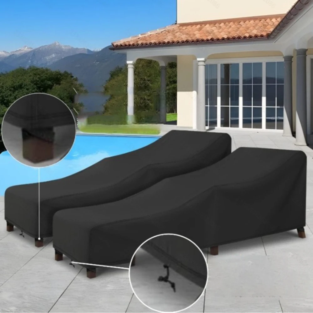 Waterproof Oxford Chaise Lounge Cover 2 Pack 203x76x66x25cm UV Resistant Outdoor Lounger Cover for Pool Garden Patio