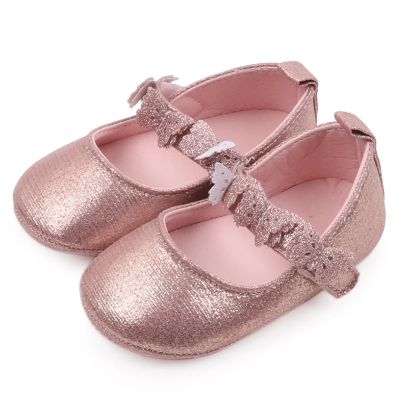 Fashion Newborn Baby Items Girls Crib Shoes Toddler First Trainer Casual Bling Butterfly Loafers Infant Dolls for Training Gifts