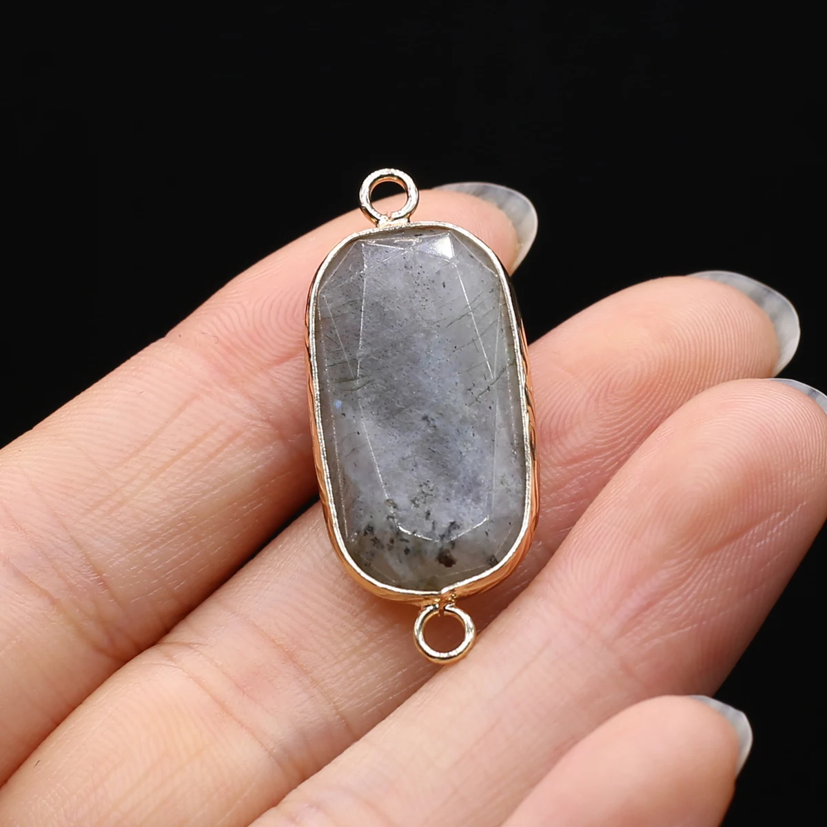 Natural Flash Labradorites Pendant Charm Natural Crystal Quartzs Pendant Connector For Pendulum Jewelry Earrings Necklace Making