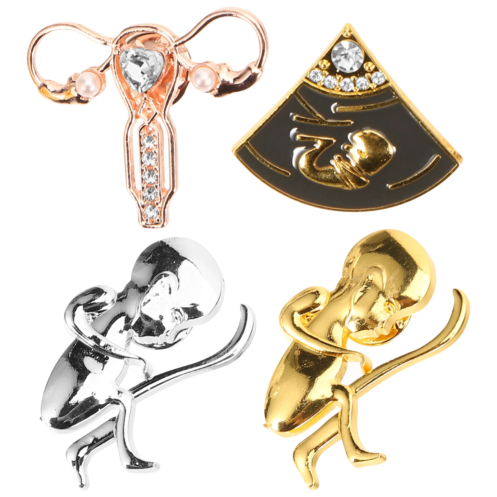 

4 pcs Lapel Pins Brooches Zinc Alloy Human Body Organ Uterus Badge Clothes Accessories Hat Hat Brooch Scarf Pin