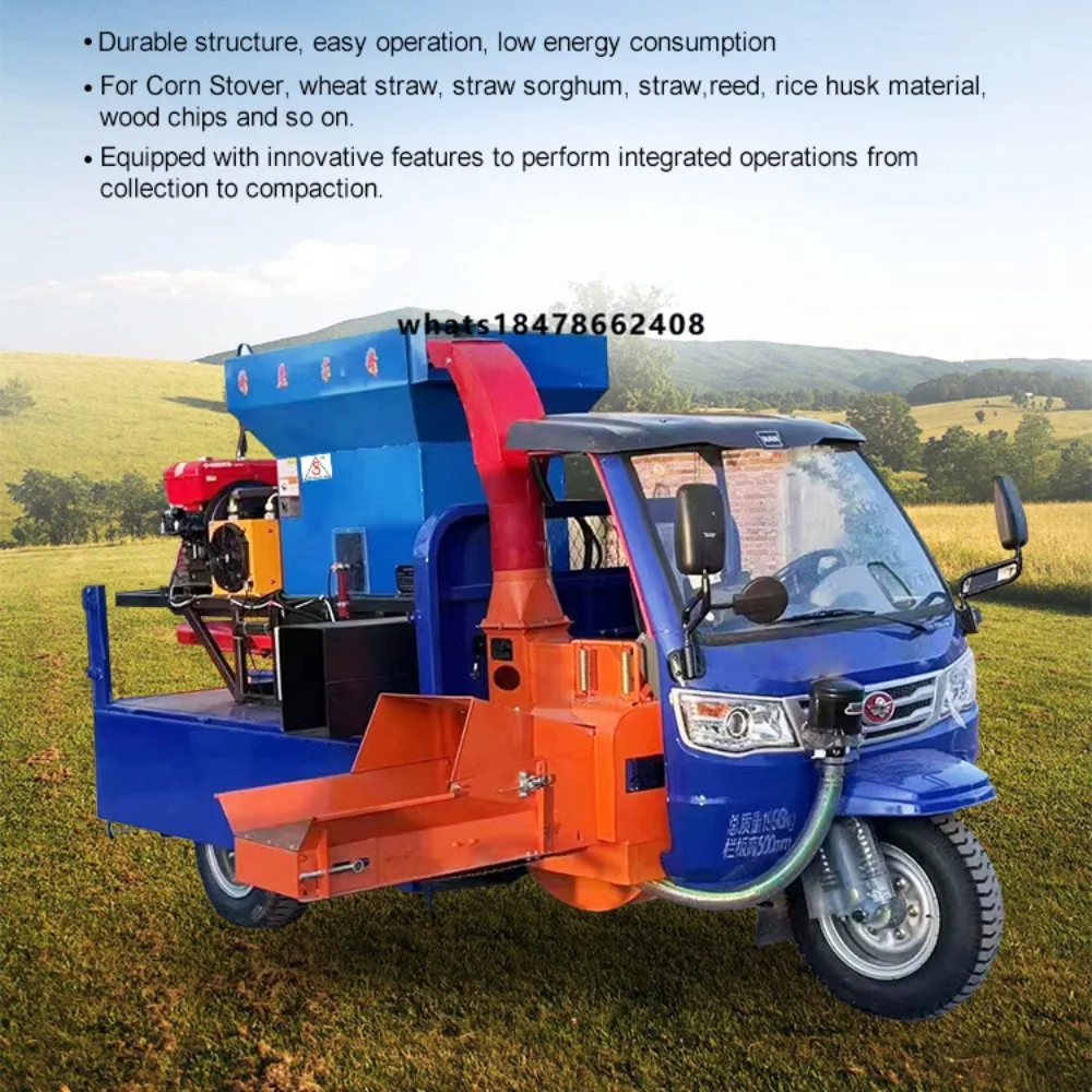 Motor Tricycle Type Small Grass hay Silage Baling Machine Wheat Straw Baler hay Baler Wrapper Machine for Livestock Feed