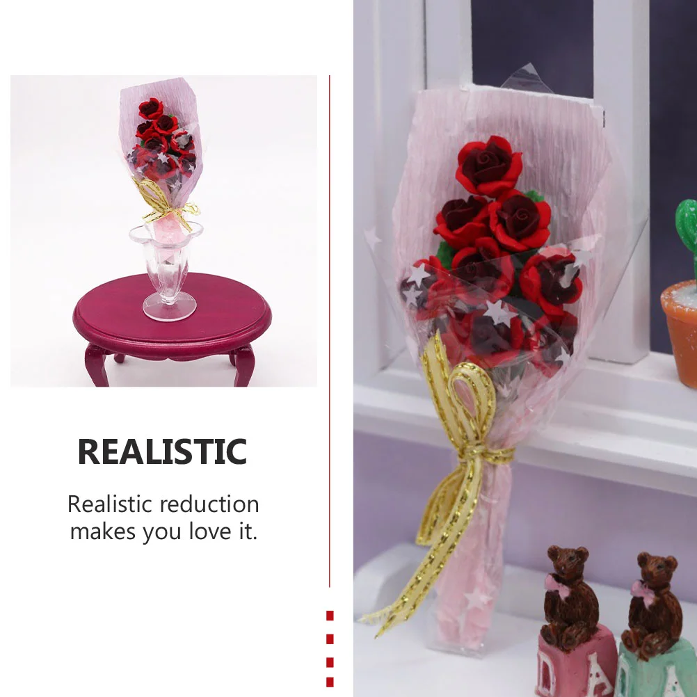 Bouquet Miniature Landscape Decoration House Home Red Bouquets Flower Simulation Flowers Toy