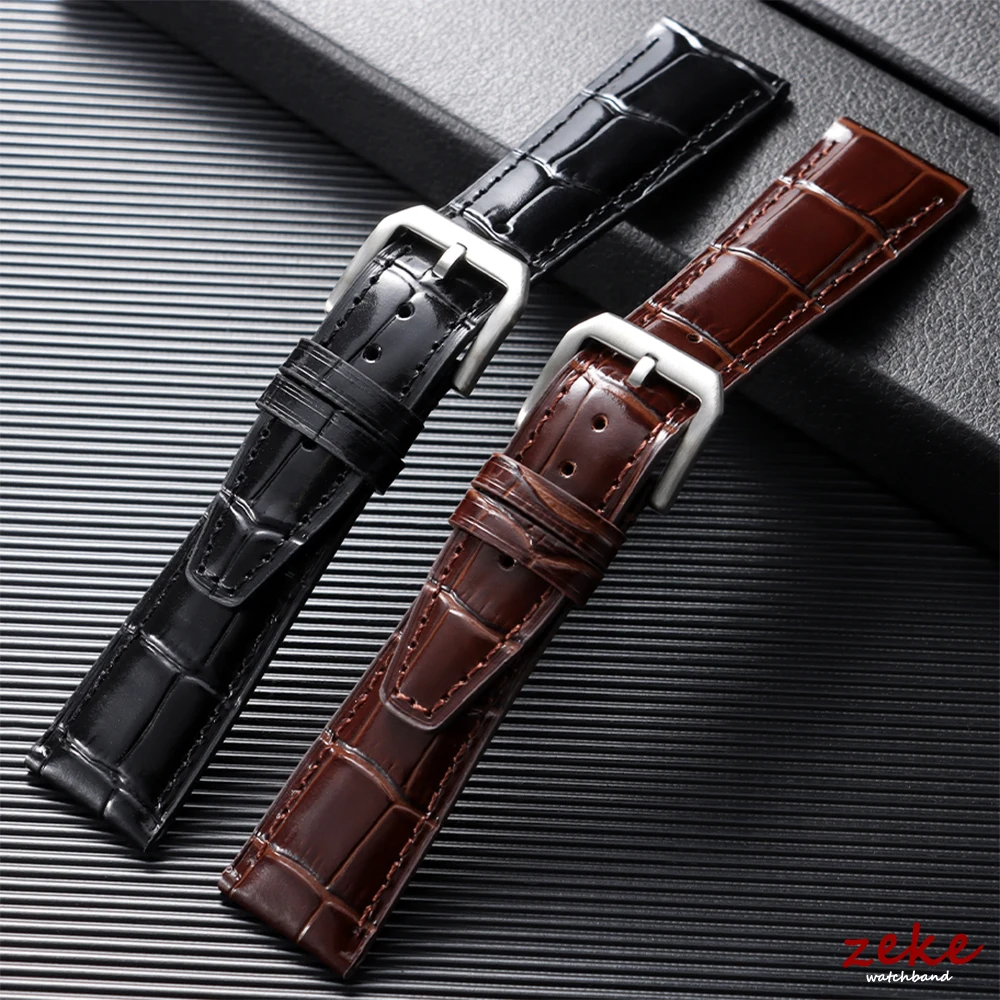 20mm 22mm Echtleder-Uhrenarmband Vintage Braun Schwarz Rindsleder-Uhrenarmband für IWC Dornschließe Armband Weiches Universelles Armband