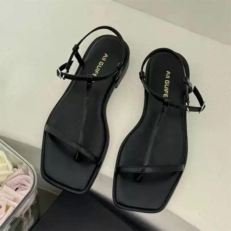 Summer Fashion Square Toe Ladies Shoes 2024 New Women\'s Thong Sandals Simple Thin Strap Slingback Sandals Sandalias De Mujer