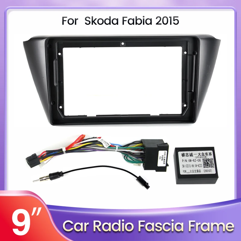

2 Din 9 Inch Car Radio Installation DVD GPS Mp5 Plastic Fascia Panel Frame for Skoda Fabia 2015 + Android Stereo Dash Mount Kit