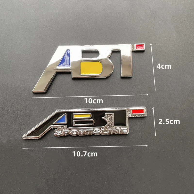 3D Metal ABT Front Grill Rear Trunk Fender Emblem Badge Sticker Decals For Audi Q3 Q5 Q7 A3 A4 A5 A6 B6 B8 C6 C5