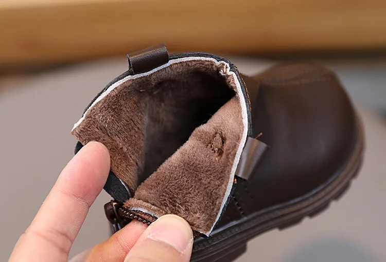 2026 Kinder Kurzstiefel Modische Jungen Schuhe Herbst Winter Leder Kinderstiefel Rutschfeste Kleinkind Mädchen Stiefel Kleinkind Schneeschuhe – Detail 17