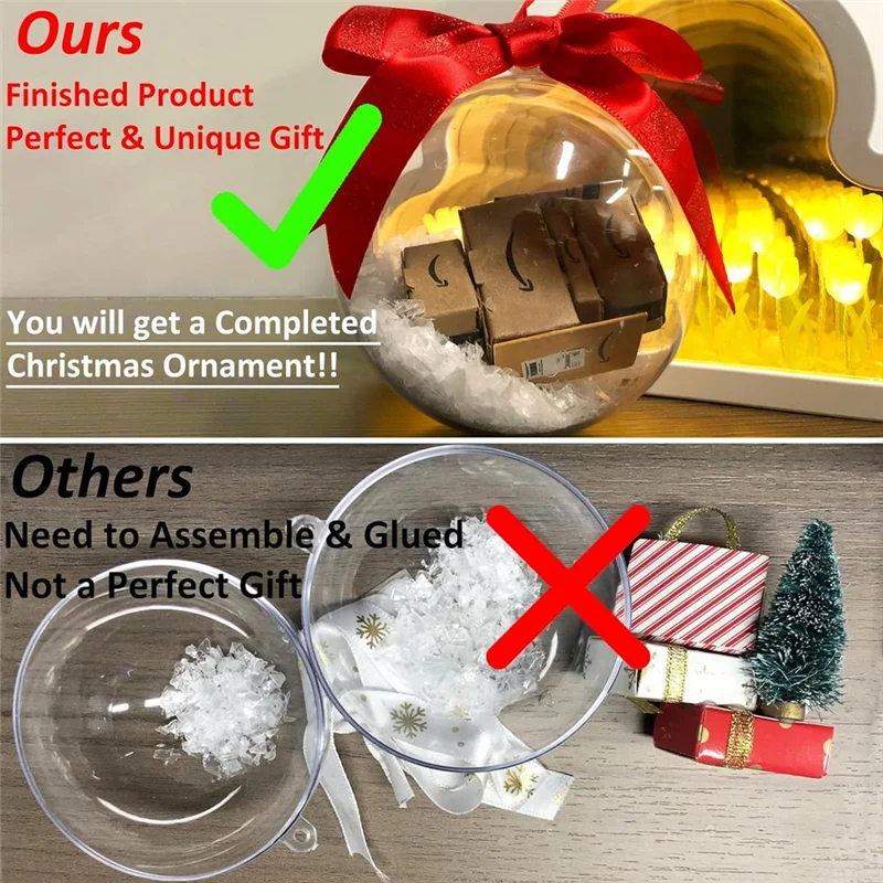 A59E-Christmas Ornament Ball Xmas Tree Decorations Clear Bauble Ornament House Hanging Ball Exquisite Gift