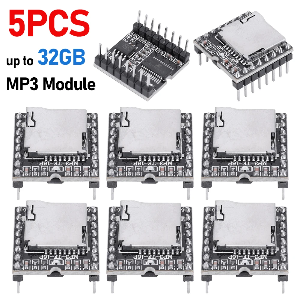 1-5PCS DFPlayer Mini MP3 Player Module V3.0 16P Support TF Card U-Disk Mini MP3 DF Player Audio Voice Module Board for Arduino