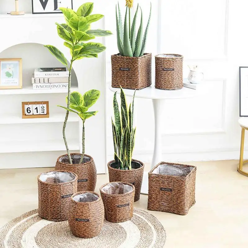 Boho Planter Basket Modern Plant Pot Modern Storage Baskets Floor Indoor Planter Decorative Flower Pots Laundry Bin Rustic Home