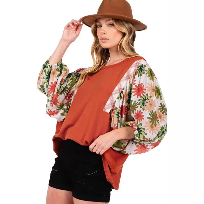 

Loose round Ne Batwing Sve Hoodie Women's Personali Top Comfortable Polyester Fabric Nine Points irt European Sle