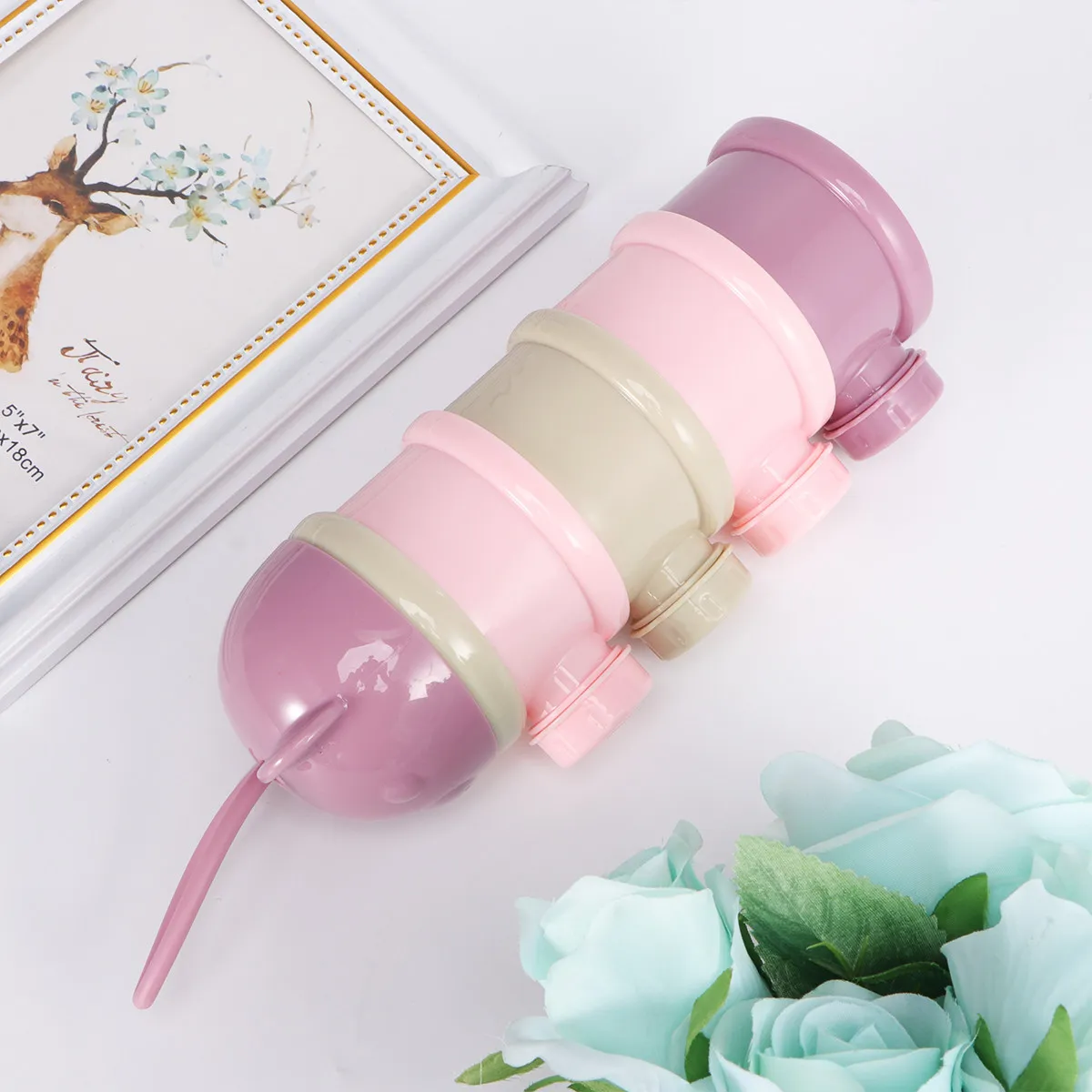 

4-слойный контейнер для детского питания с резьбовой крышкой, пищевой, для хранения молочной смеси, для путешествий, улицы и кормления