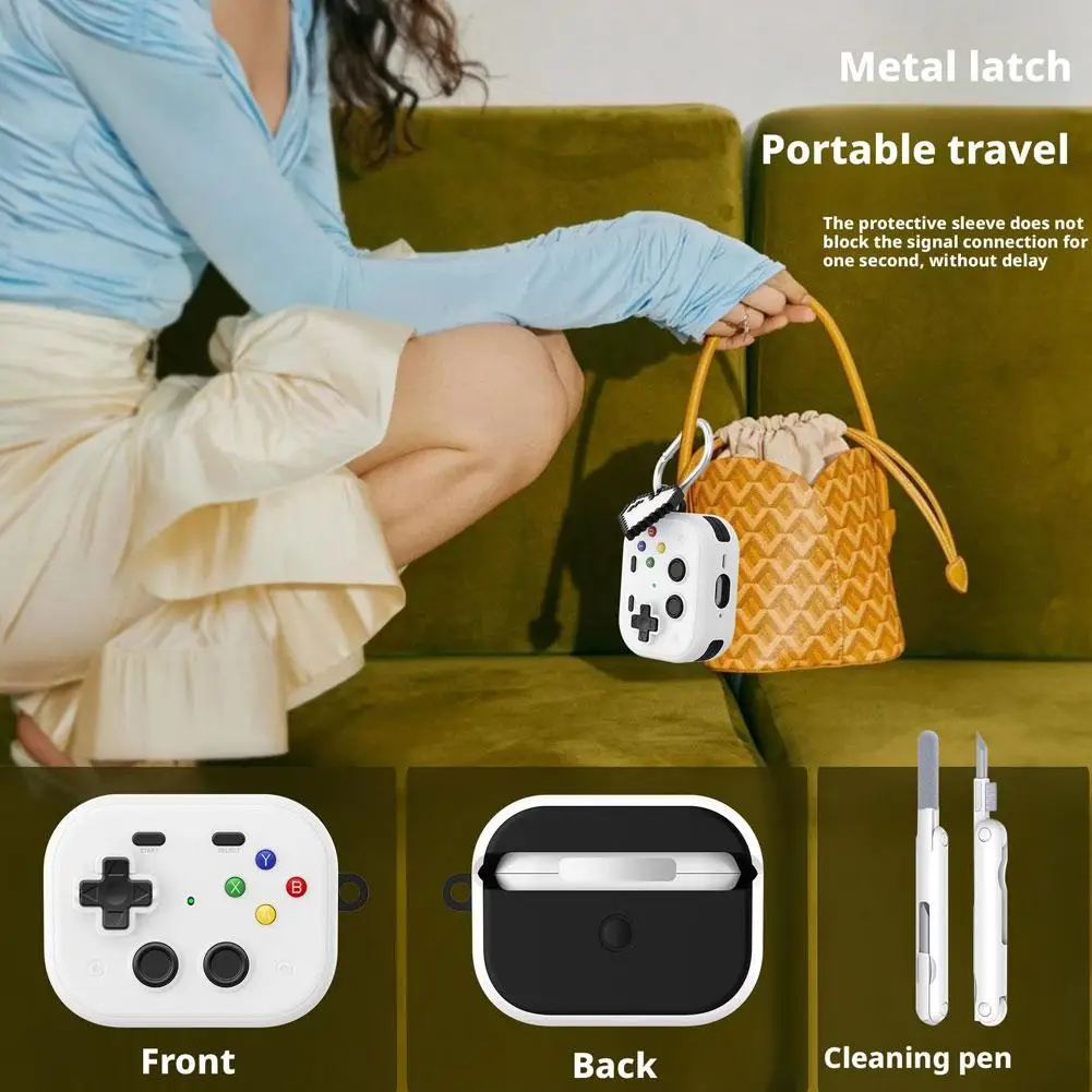 حافظة واقية لوحدة التحكم في الألعاب AirPods Pro 3 ثلاثية الأبعاد مع سلسلة مفاتيح وحدة تحكم الألعاب الرجعية غطاء صندوق شحن سماعة الرأس