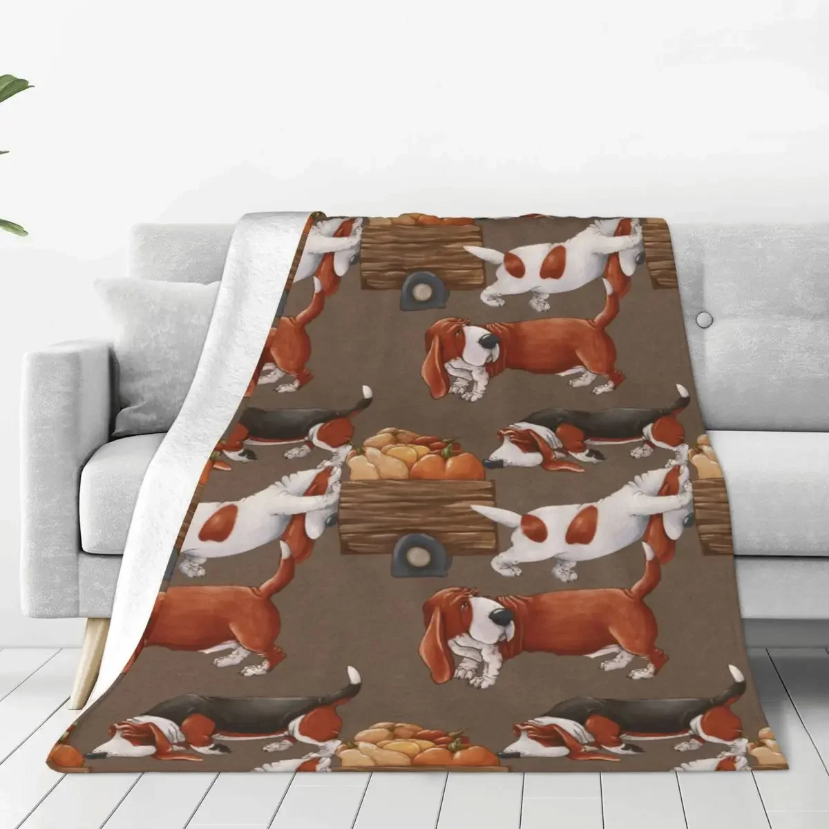 Comfortable Autumn Fall Basset Hound Dog Blanket Stuff Room Decorative Throws And Blankets Super Warm Fleece for Office