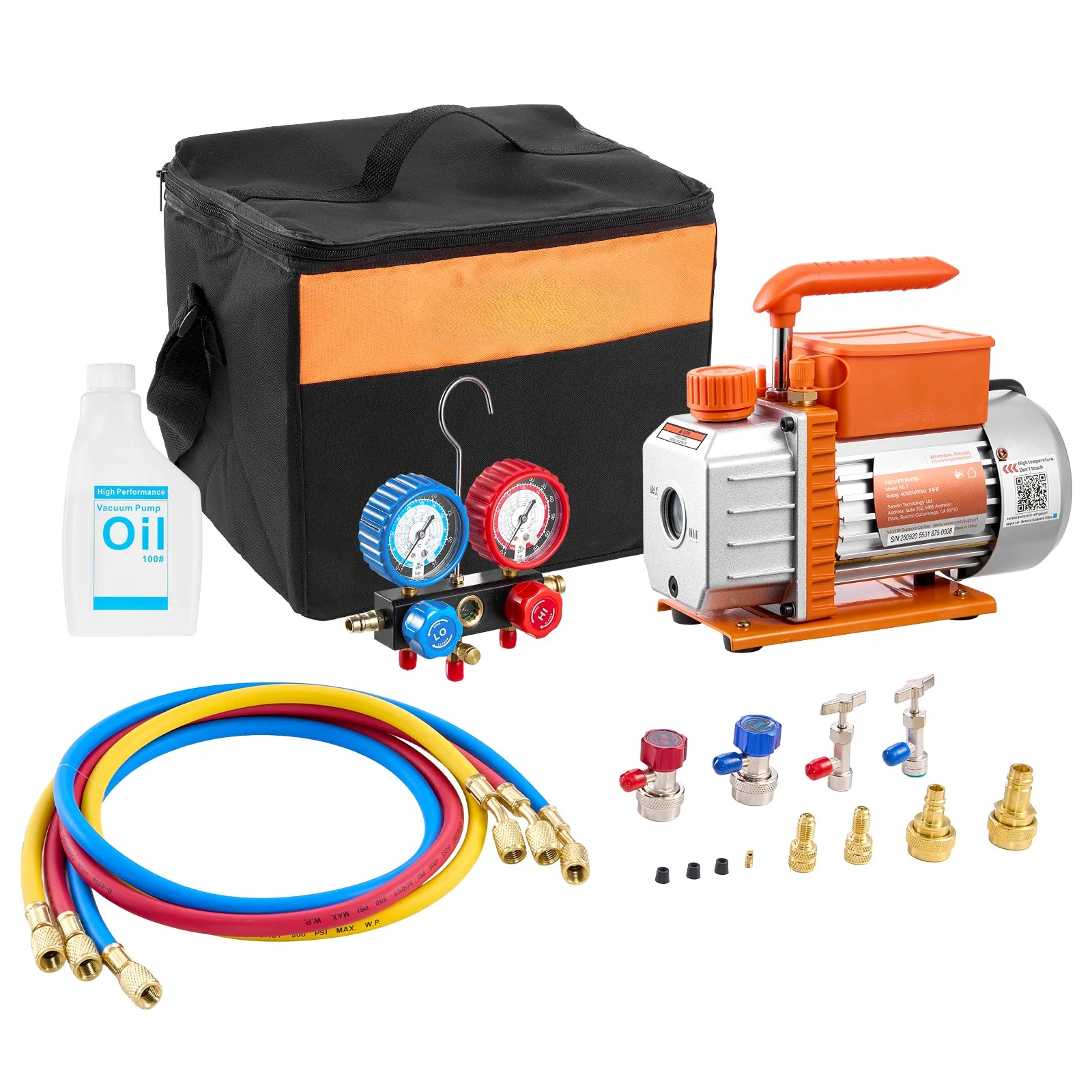 SucceBuy AC Vacuum Pump and Gauge Set 3.5CFM 1/4HP / 4.5CFM 1/3HP Single Stage or 7CFM 3/4HP Two Stage for HVAC Air Conditioning