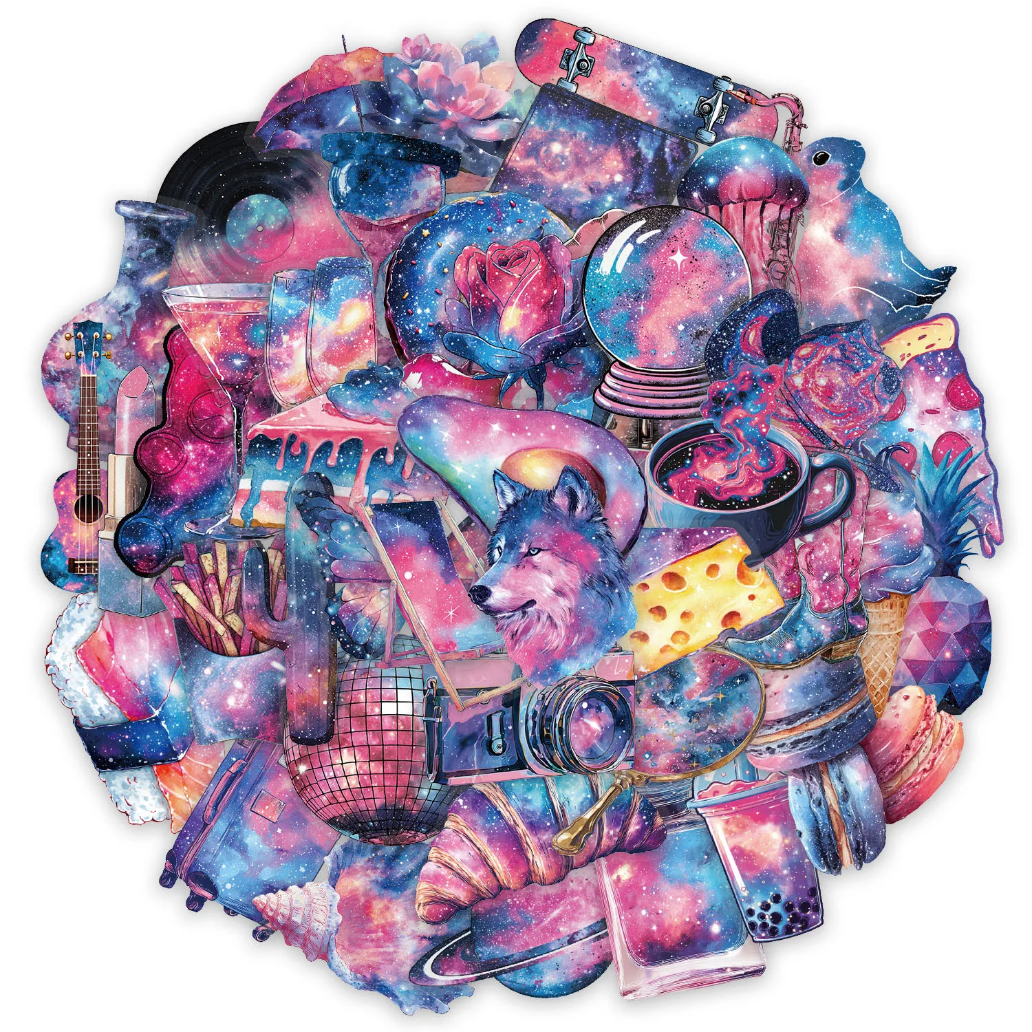 50 SZTUK Naklejek Gwieździste Niebo DIY na Telefon, Laptop, Termos, Kubek, Zabawki