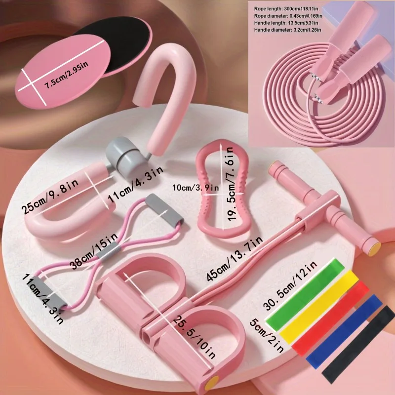 4/5/6/7/11pcs Yoga Fitness Set Elastic Bands Resistance Pedal Puller Figure Eight Leg Muscle Trainer, Flexibility Massage