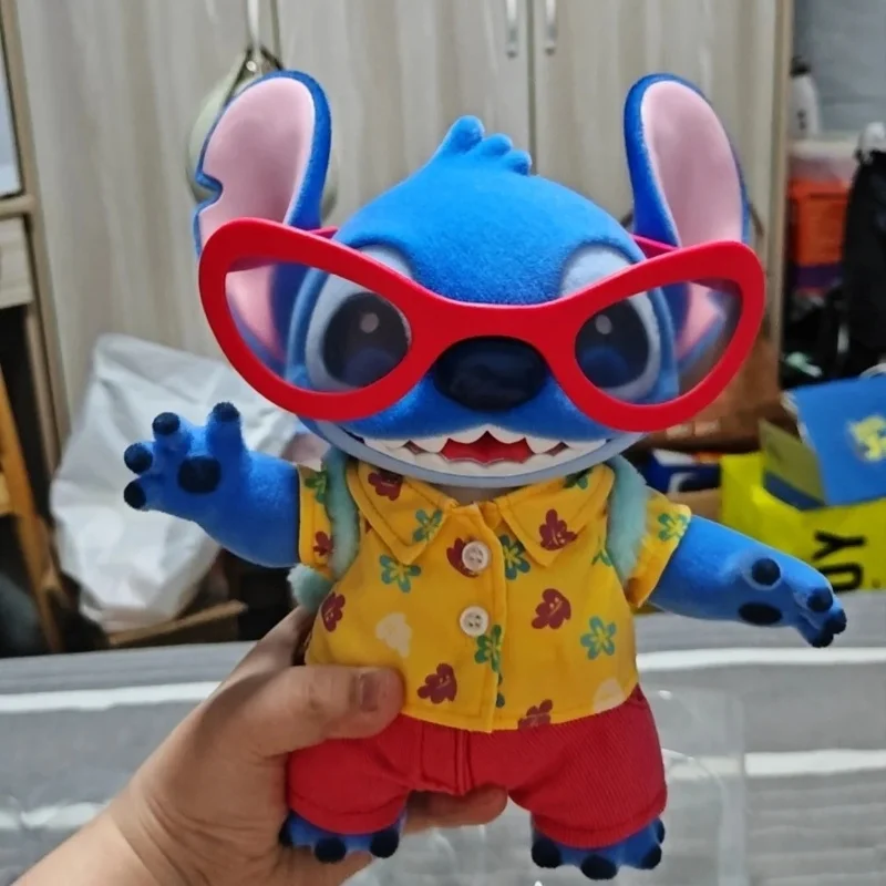 New Genuine Disney Hello Stitch Summer Series Cute Vinyl Collectible Figure 25cm 9.8in Large Body Display Toy Birthday Gifts