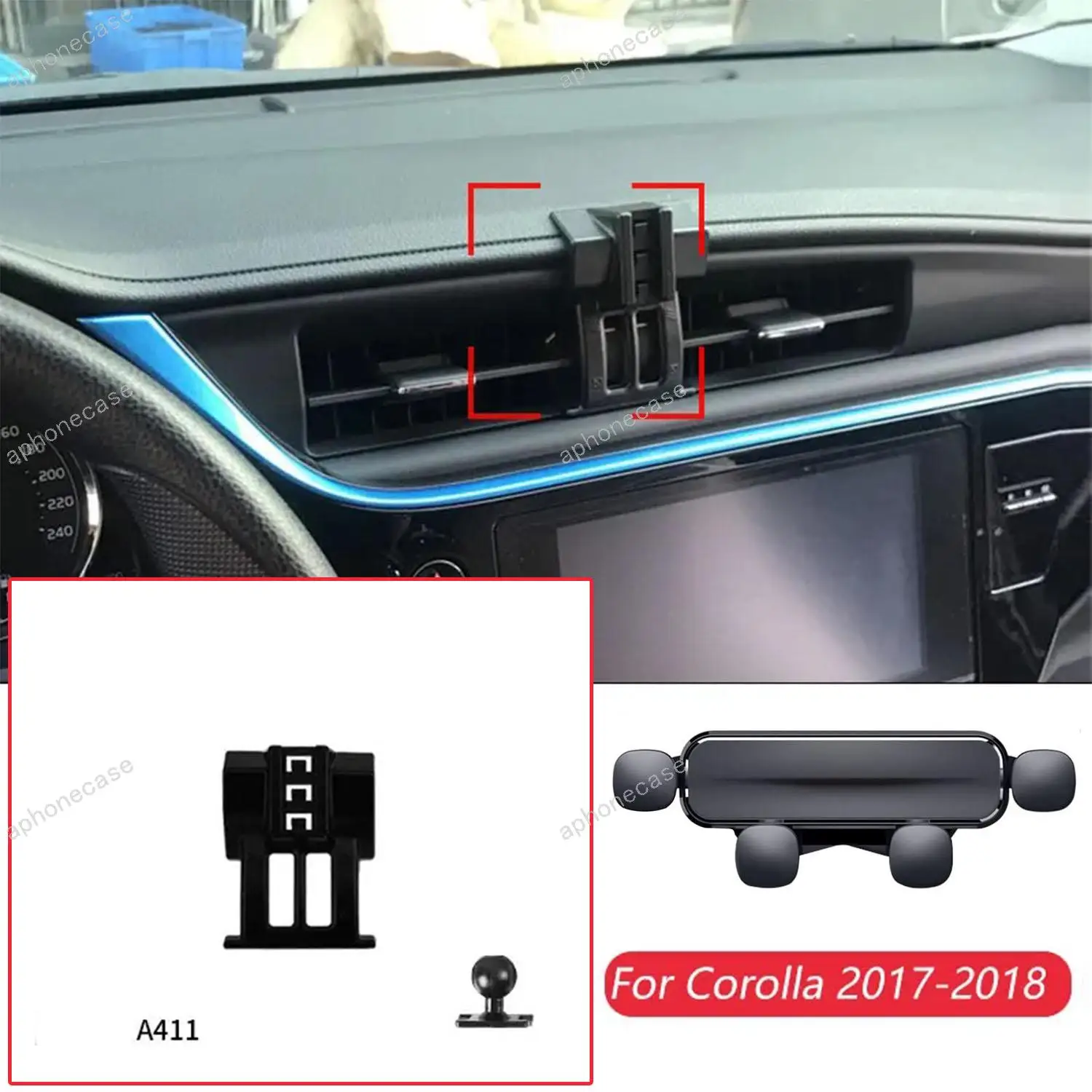 

Автомобильный держатель для телефона, специальные крепления для Toyota Corolla 2017-2018, фиксированный кронштейн для выпуска воздуха, аксессуары с шаровой головкой 17 мм