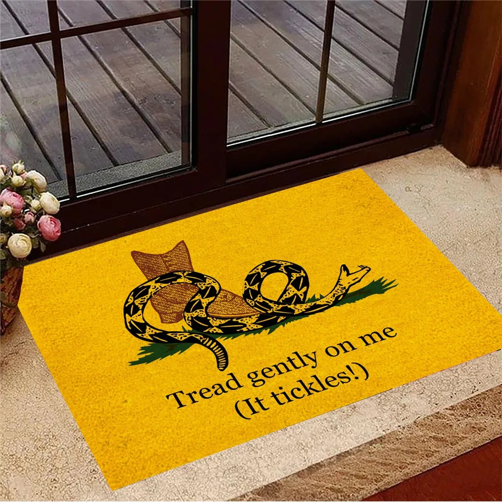 HX Funny Welcome Mats Tread Gently On Me It Tickles Snake Door Mat Flannel Indoor Floor Rug Kitchen Mat 40x60cm Dropshipping