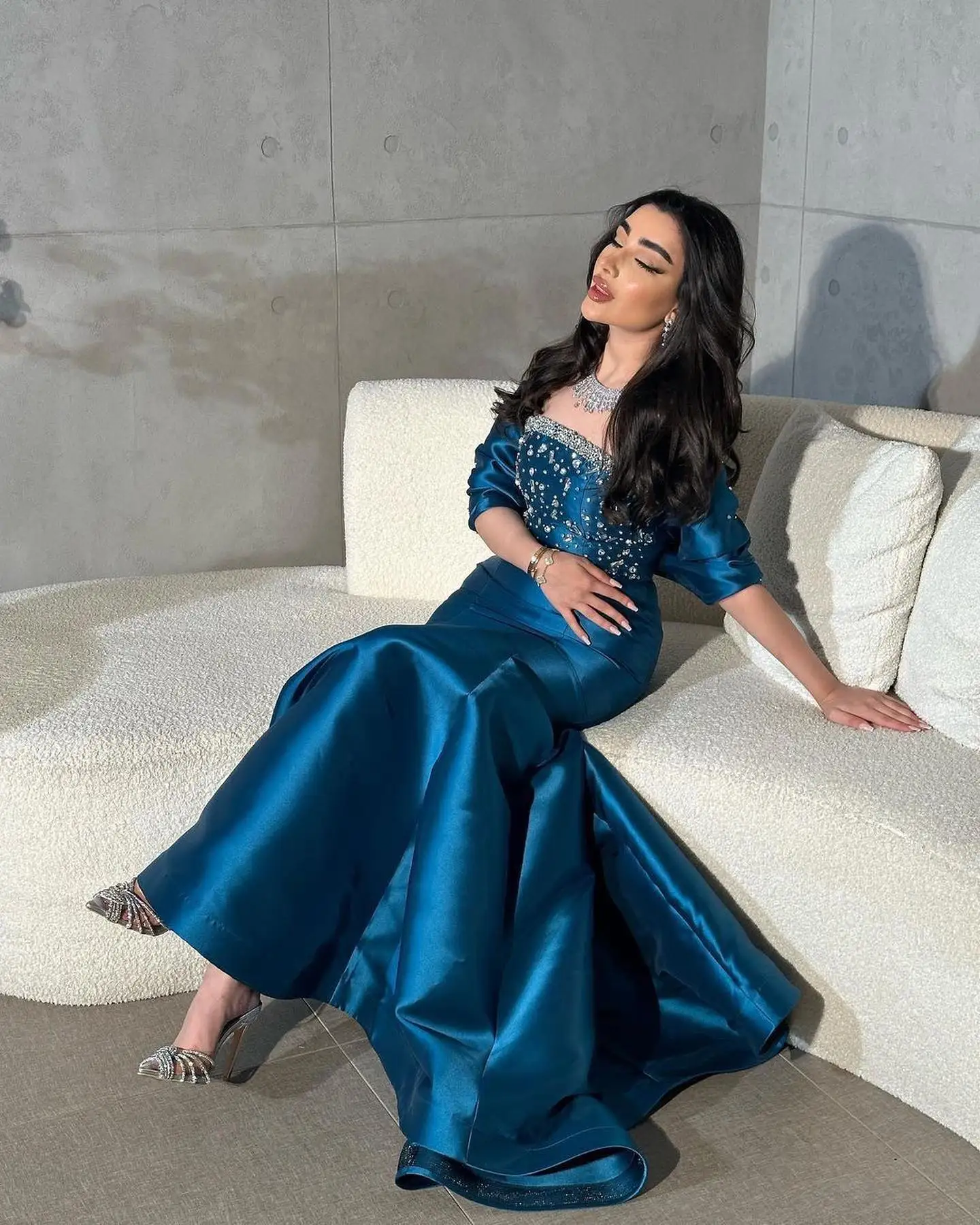 Merida Saudi Arabia Beaded Evening Prom Dresses 2024 Women Floor Length Formal Dresses Rhinestones Party Dance Ball Gowns