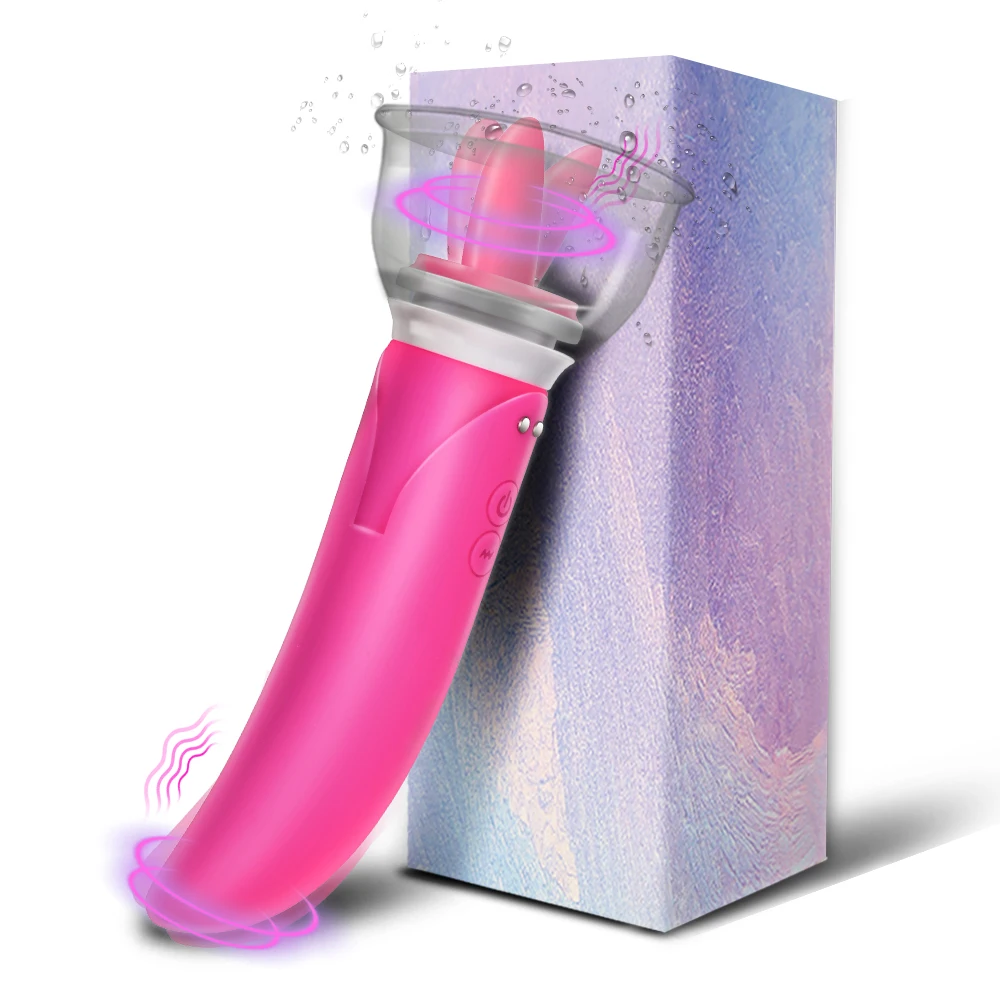 Tongue Licking Pump Dual Head Dildo Vibrator Clitoris  G-spot Vibrator Vagina Breast Massage Sex Toys for Women