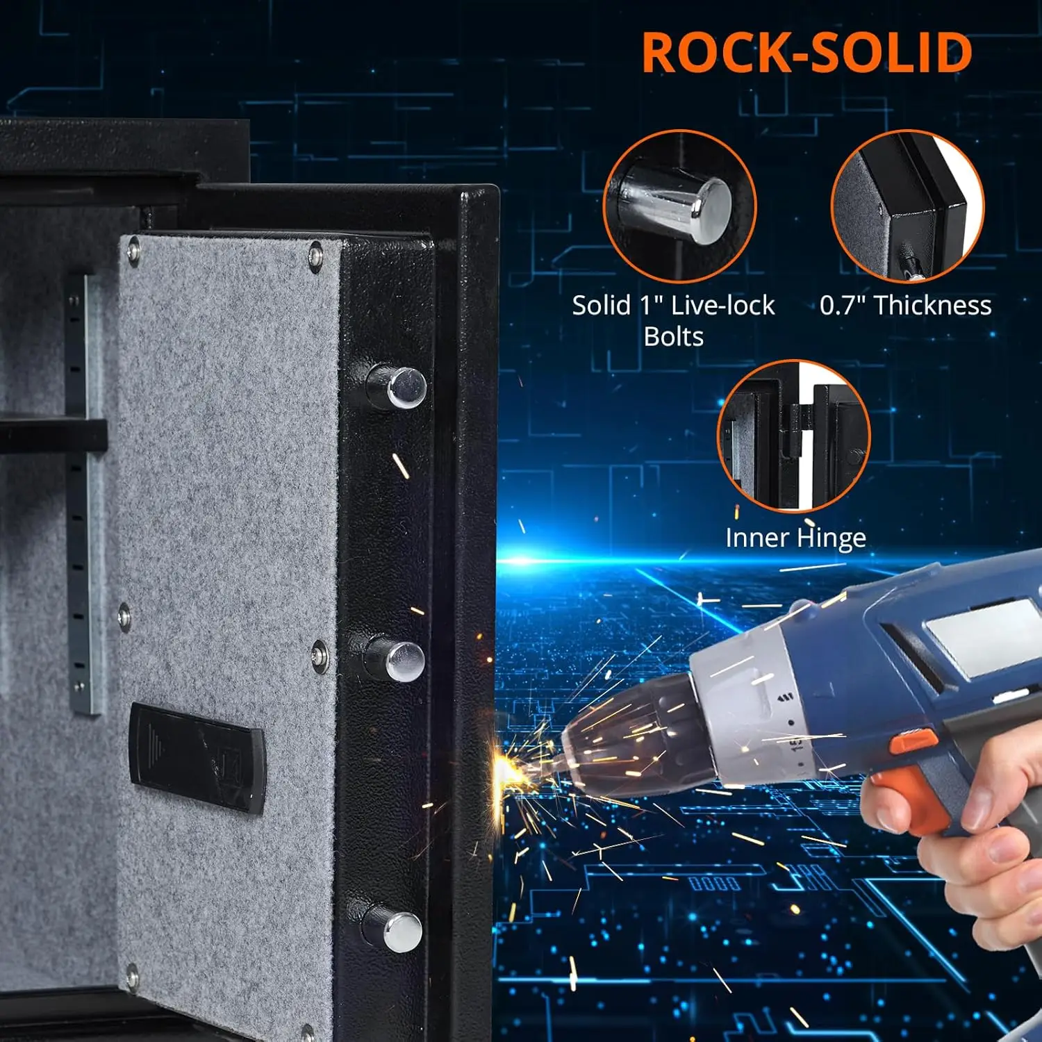 2 Cubic Feet Fireproof Home Safe Box, Large Steel Safe with Digital Lock for Cash Jewelry Home Firearm Medicine Valuables