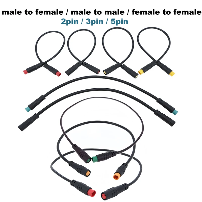30cm M8 2 3 5 Pin Female Male to Male Female Cable Electric Bicycle Butt Joint Plug Waterproof for Ebike Display Cable Connector