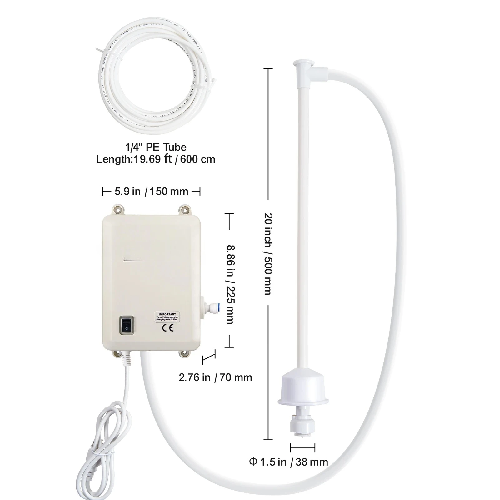 

5 Gallon Bottled Water Dispenser Pump System Compatible Use w/ Tea Machine Refrigerator Automatic Electric Single Inlet