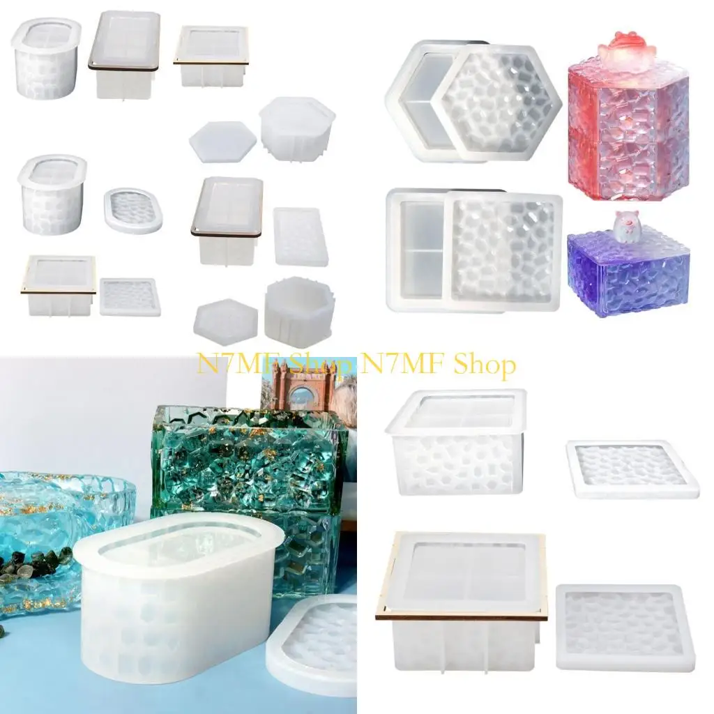 

N7MF Storage Box Resin Mold with Lid Silicone Jewelry Box Mold Trinket Mold
