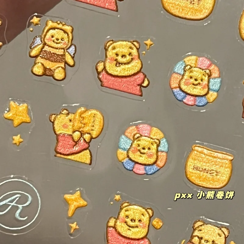 디즈니 애니메이션 만화 귀여운 위니 푸우 네일 장식 스티커 휴대 전화 쉘 워터 컵 수하물 장식 스티커