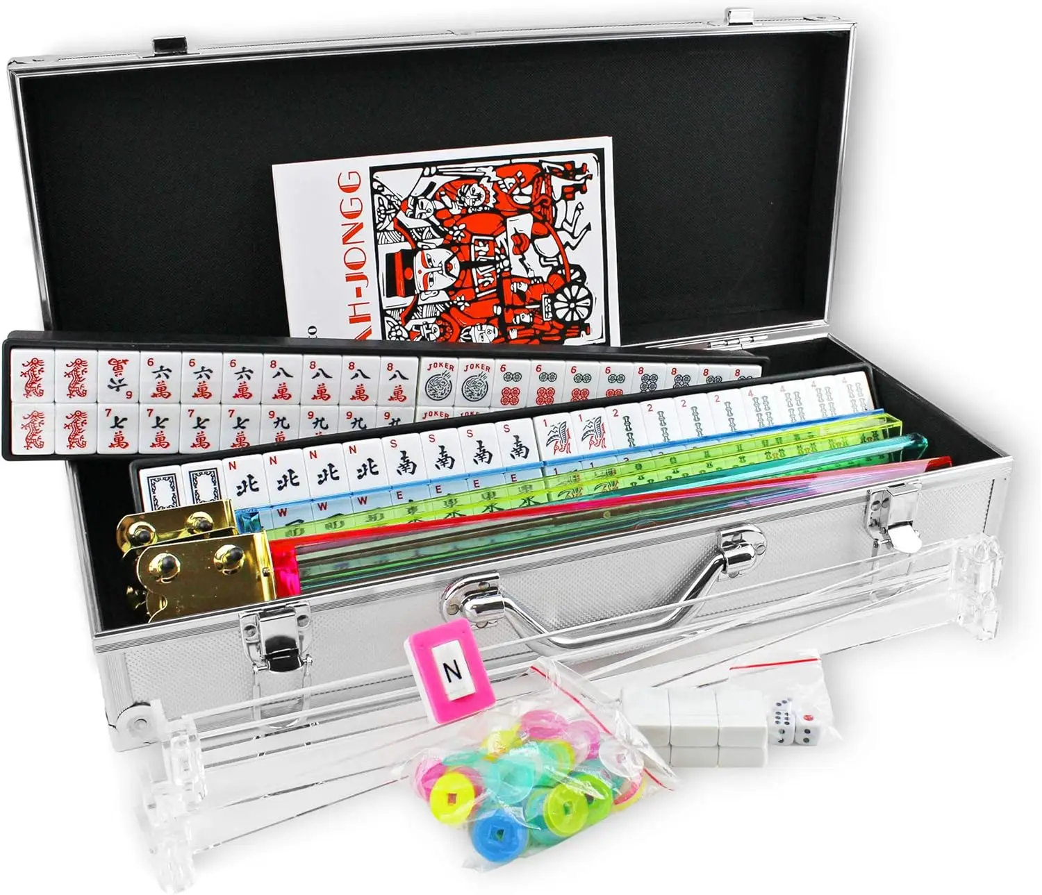 

Complete American Mahjong Set, 166 Tiles in Aluminum Case, Clear Engraving