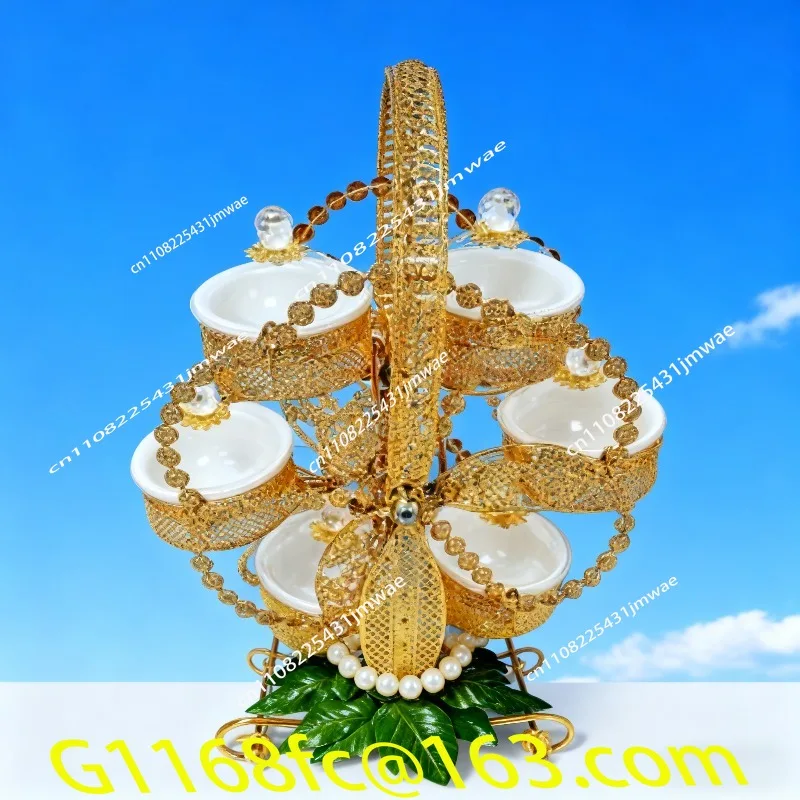 High-end Exquisite Fruit Basket Light Luxury Three-leaf Rotating Dried Fruit Box Six-box Home Living Room Universal Fruit Plate