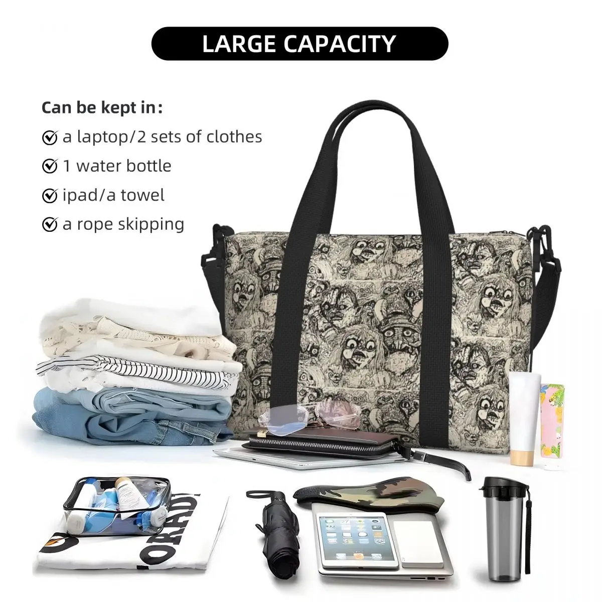 Labyrinth, Jim Henson Beach Travel Bag Large Capacity Tote Bags for Gym Sport Women Shopping Duffle Shoulder Bag view 6