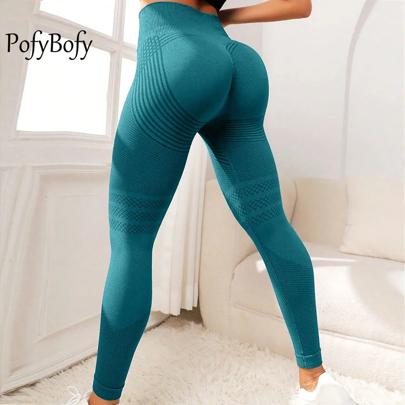 

PofyBofy peach buttock slimming thigh widen waistband stretchy Seamless Yoga Leggings Fitness Workout Running Women fashion Pant