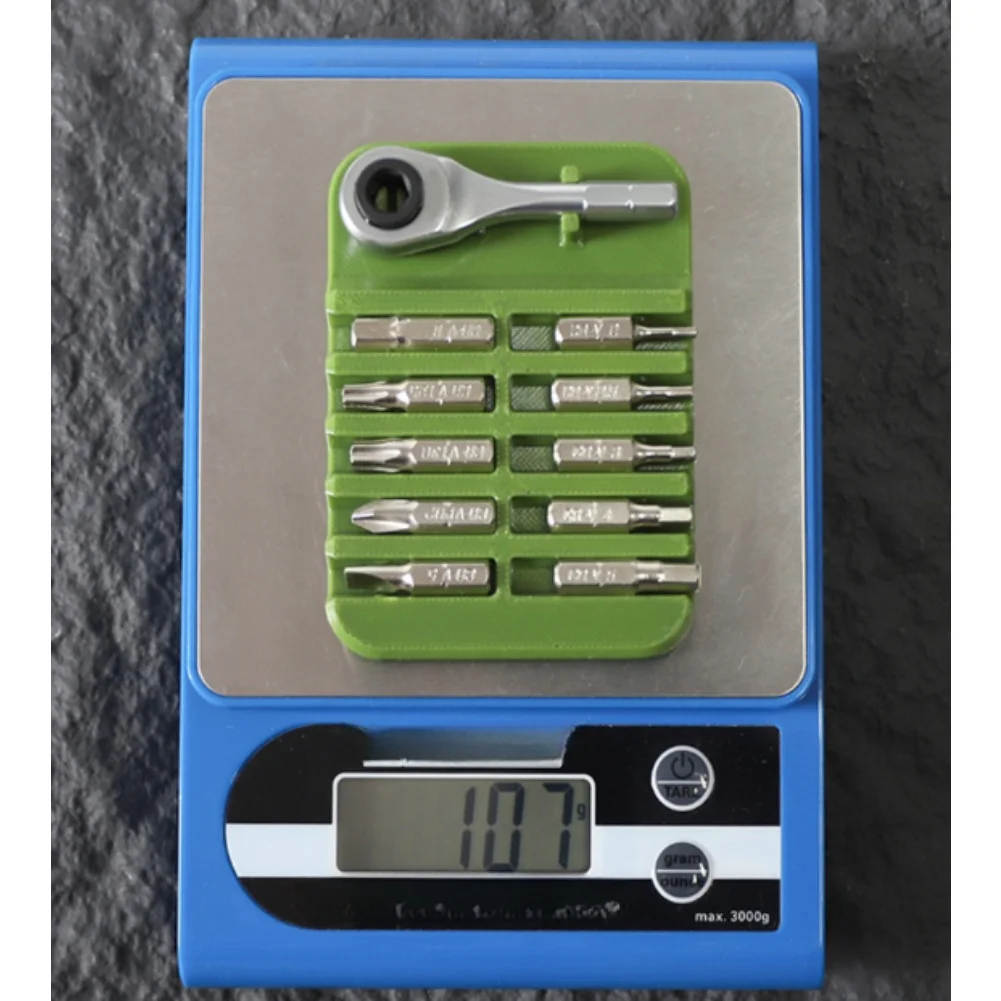 Ratchet Wrench Kit for Two-Wheeled Vehicle Maintenance with Magnetic Bit Retention and Phone Mounting Capability for Field Use