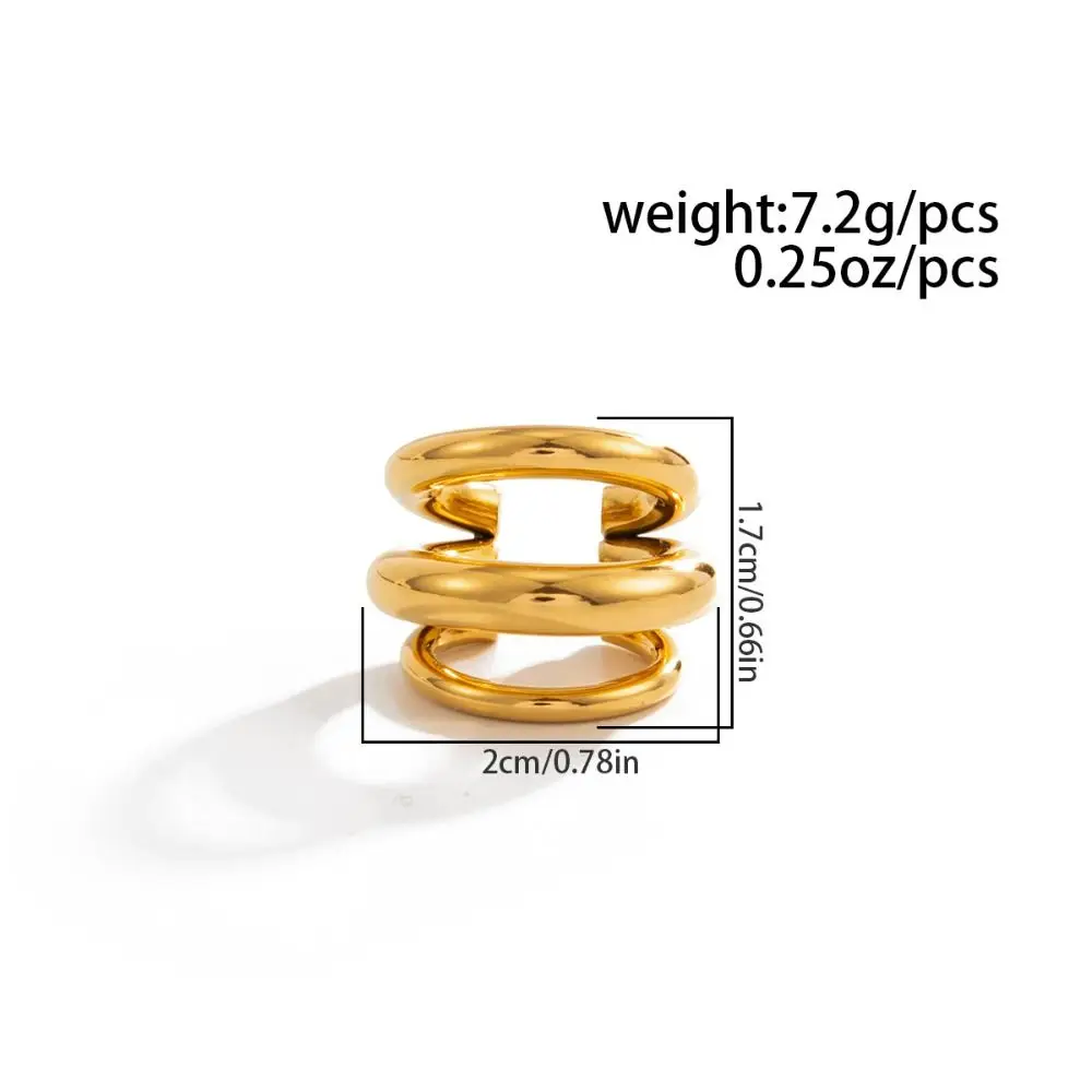 Simple Stainless Steel C Shape Ear Cuff Golded Silver Chunky Triple Ring Clip Minimalism Metal Gold Jewelry Daily - view 6