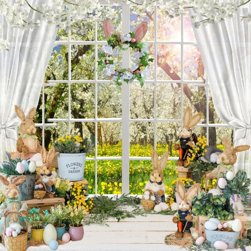 سعيد عيد الفصح البيض خلفية ، الأرنب فوتوكويد ، زهرة ، العشب ، الأرنب ، الطفل ، الاطفال التصوير الفوتوغرافي الطرف ، خلفيات للصور استوديو ، الربيع