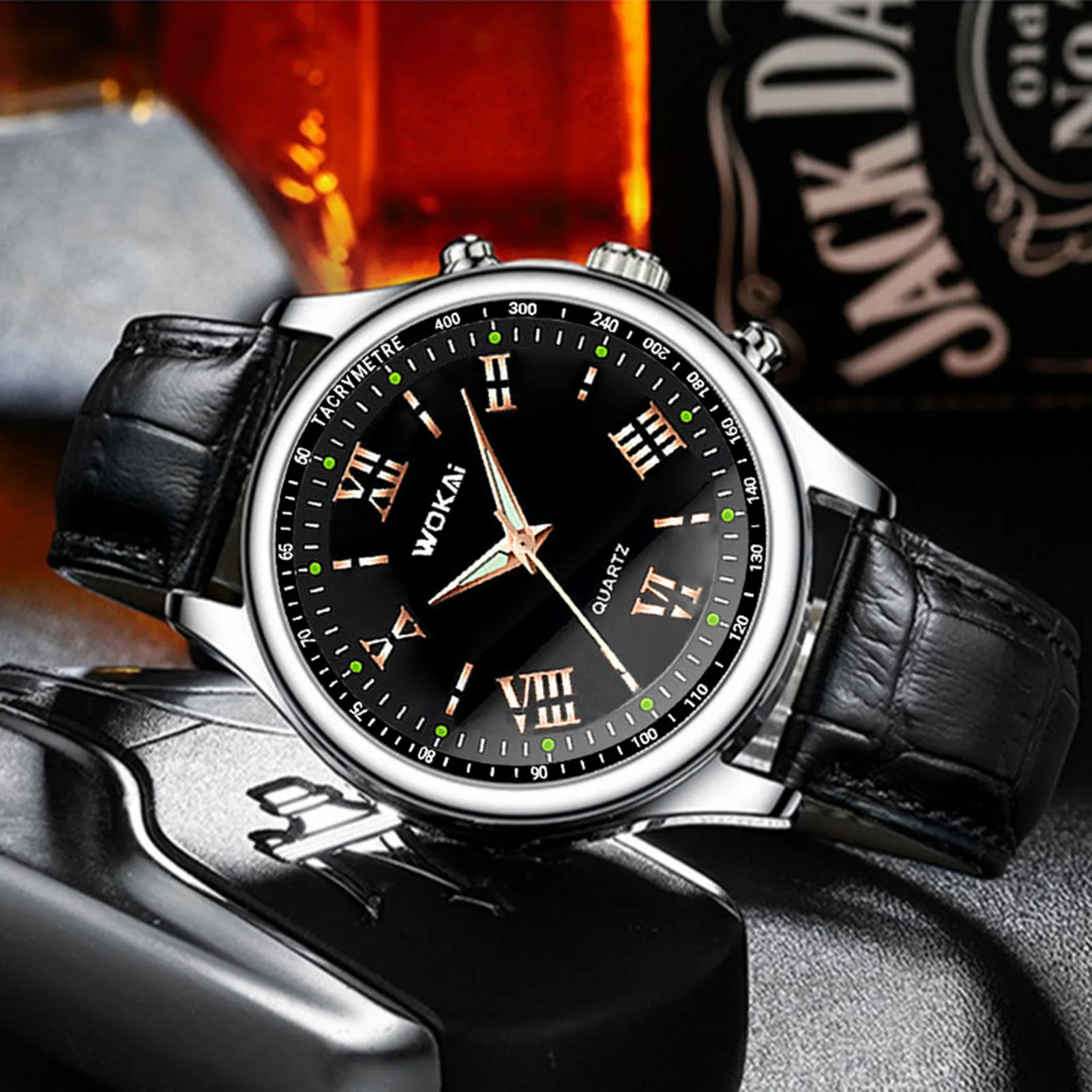 Fashion Men Quartz Watch Elegant PU Leather Strap Business Sport Watch for Working and Office Use