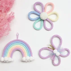 INS Nordic Boho Woven Daisy Flower Rainbow Butterfly Wall Ornaments Girls Dorm Baby Nursery Hanging Pendant Kids Room Home Decor