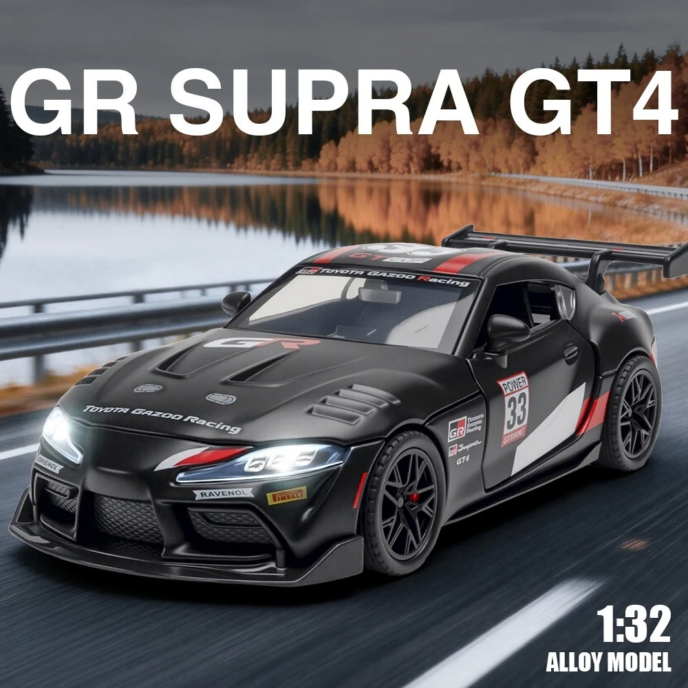 

1:32 Bull Demon King GT4 Simulation Car Model Sound and Light Pull Back Children's Toy Gift Diecast Alloy Car Model Collectible