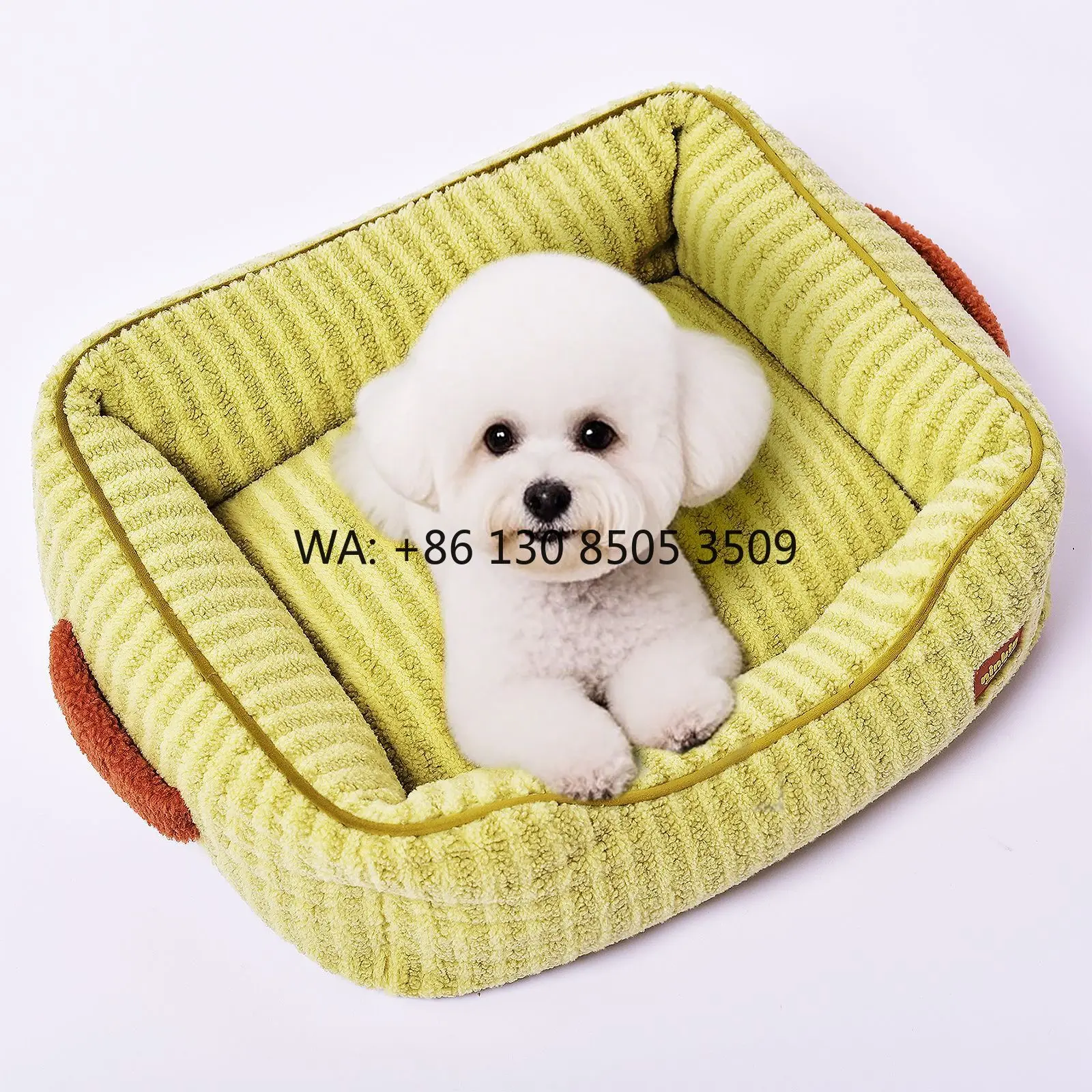 Wholesale Long Plush Pet Bed Calming Long square Puppy Dog Bed Cat Bed