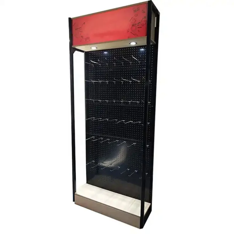 custom.Metal Pegboard Mobile Phone Retail Shop Phone Accessories Supermarket Product Display Rack with Hooks