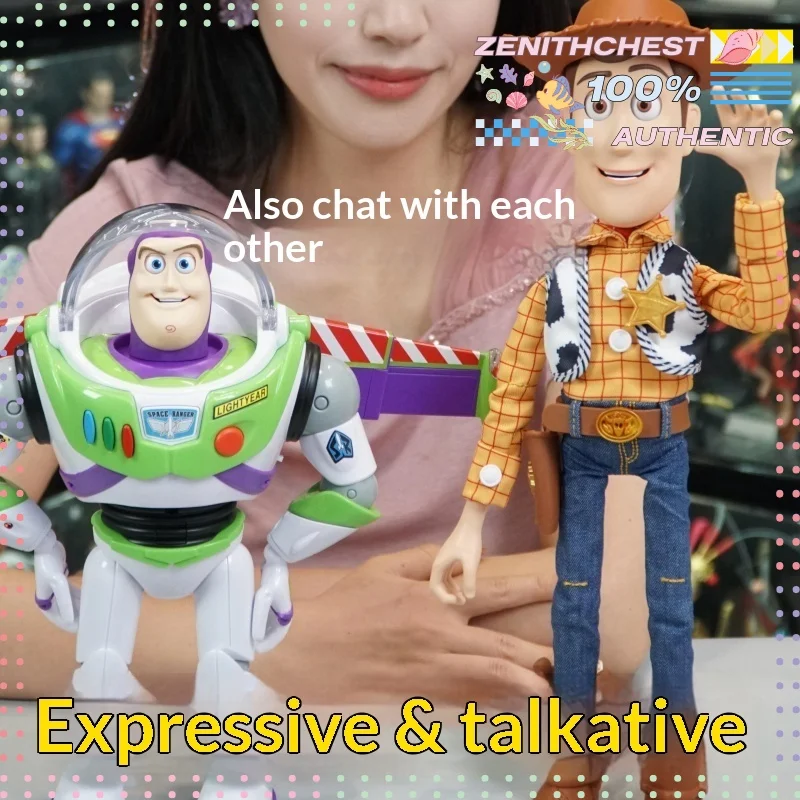 Figura de Buzz Lightyear y Woody de Toy Story de Disney Mattel con Características Faciales Ajustables y Voz en Inglés, Opción de Regalo para Exhibición en Escritorio