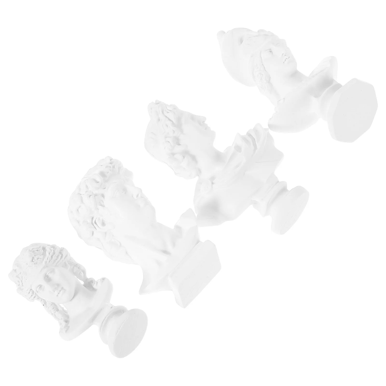 

4Pcs Mini Resin Greek Bust Statues Renaissance Sculpture Home Decor Table Top Ornaments Art Sketching Accessories