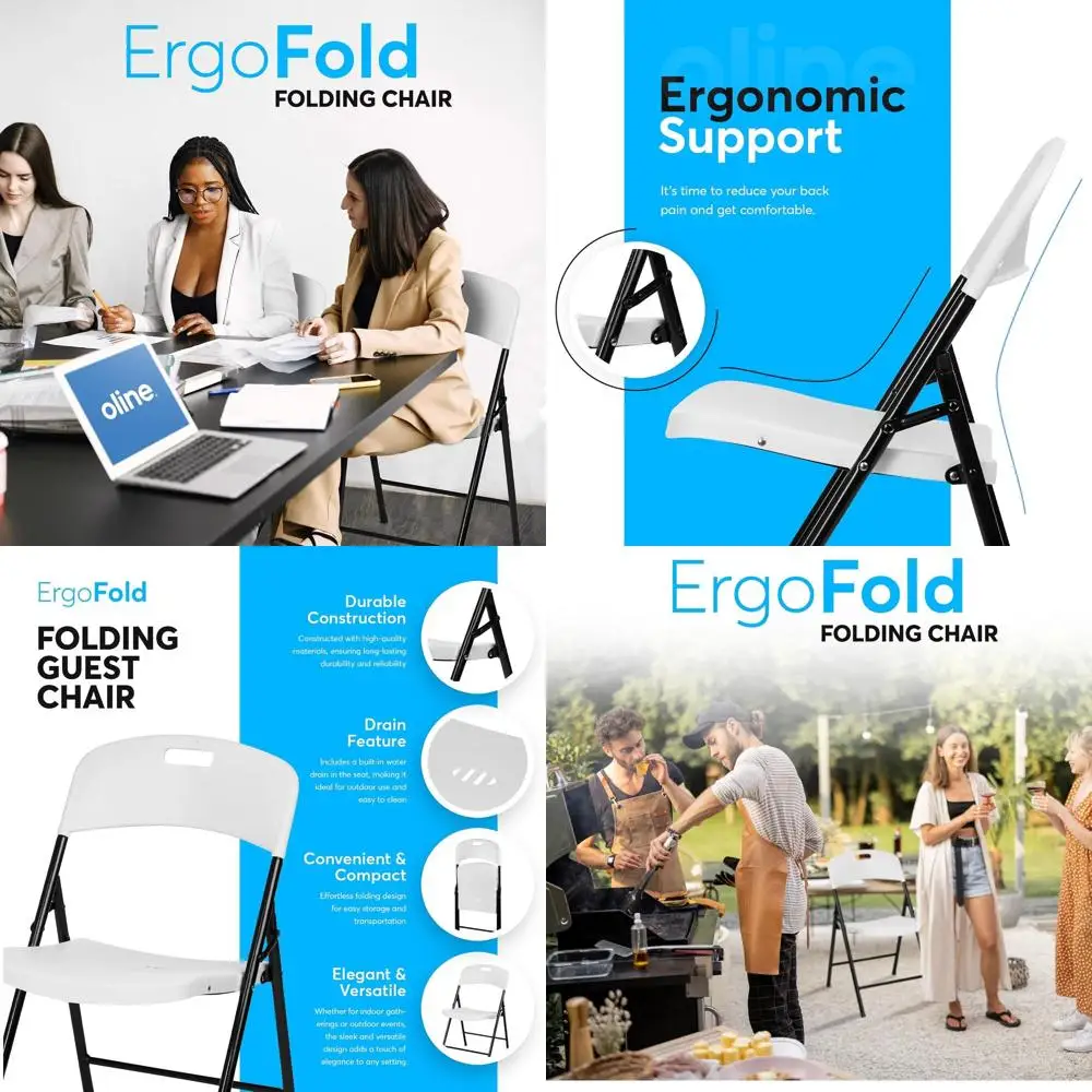 

Stackable Plastic Chairs for Indoor/Outdoor Use - Ideal for Events, Office, Weddings, and Dining (White, 2-Pack)