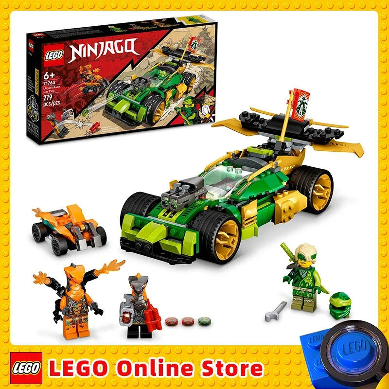 LEGO NINJAGO Lloyd’s Race Car EVO, 71763 Toys with Quad Bike, Cobra & Python Snake Figures, Collectible Mission Banner Set