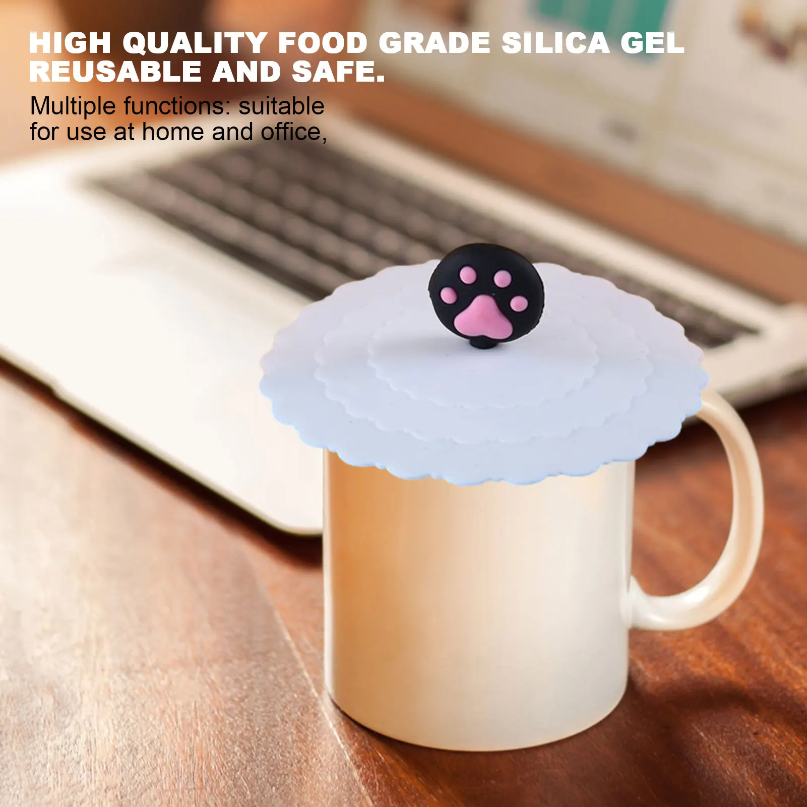 Silicone Cup Lids Cute Cartoon Animal Dustproof Leak-proof Glass Mugs Silicone Lid Reusable Tea Coffee Lids Seal Cap Cup